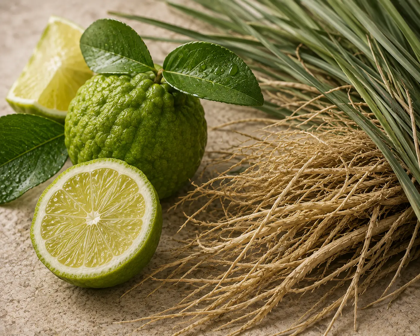 Składniki Bergamot & Vetiver - bergamotka, bazylia i wetiwer