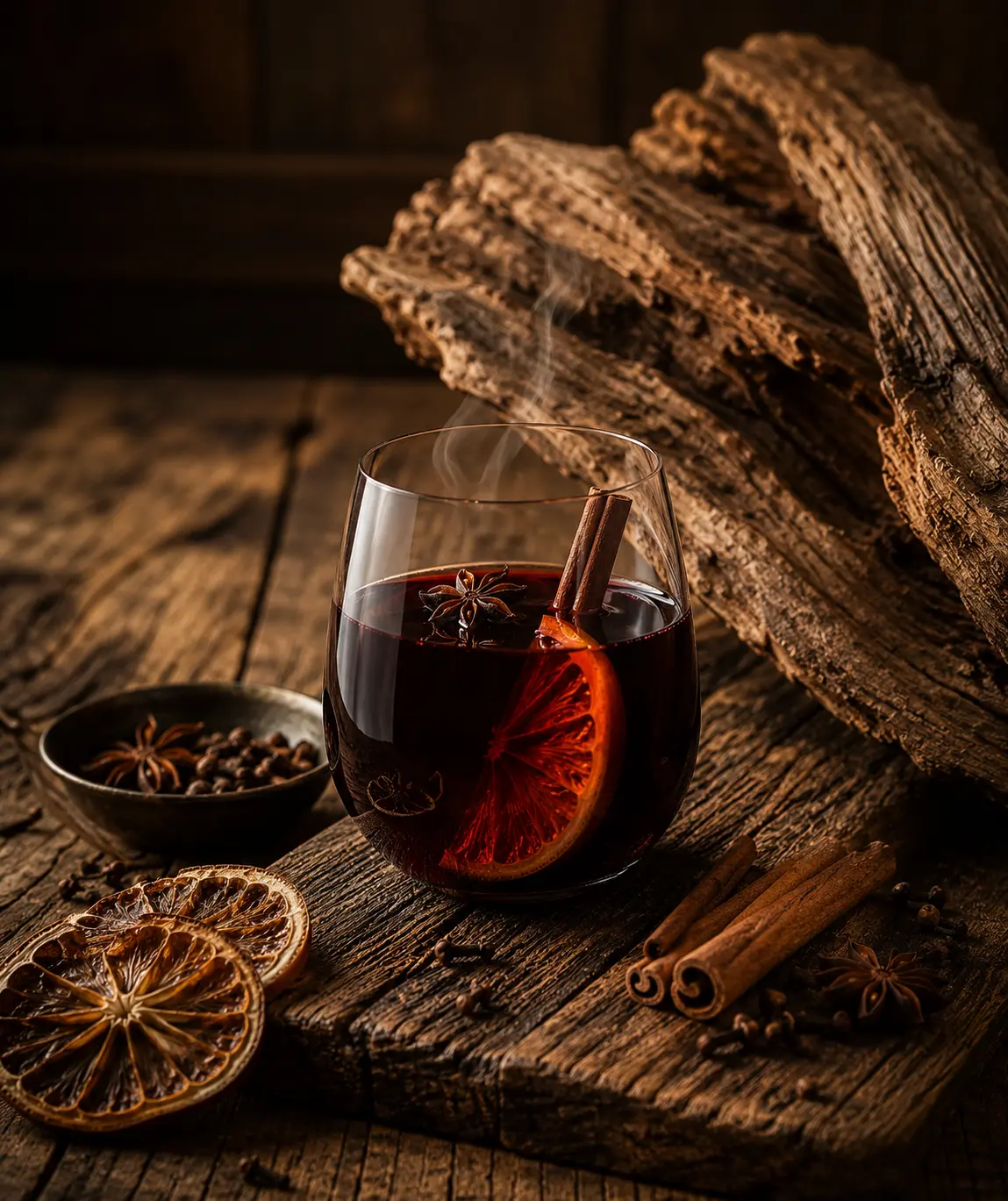 Wizualizacja zapachu Mulled Wine - pomarańcze, cynamon i goździki